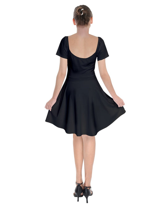 Black Short Sleeve Bardot Dress