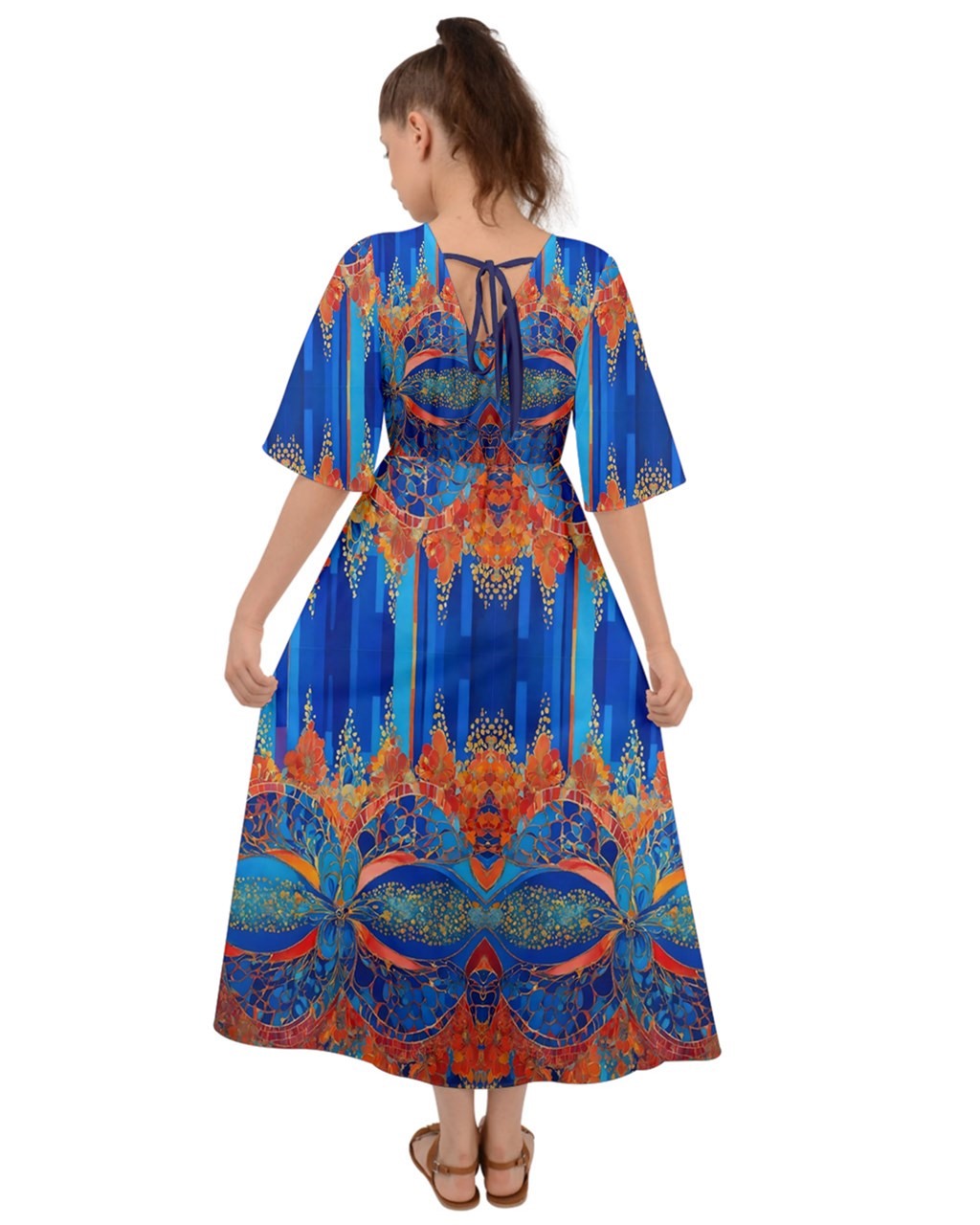 Kool Kaleidoscope Kimono Sleeve Boho Dress