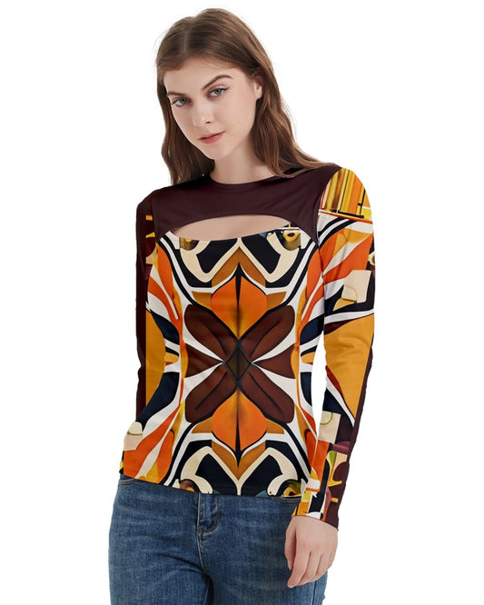 Autumn's Block Women's Cut Out Long Sleeve T-Shirt