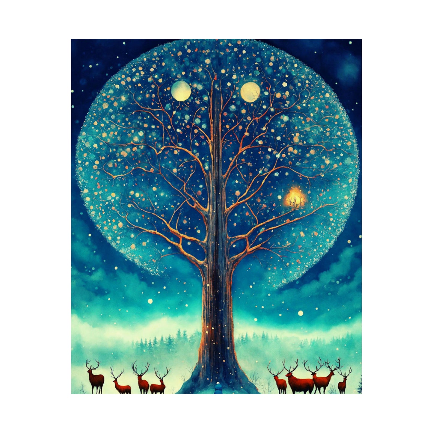 Snowy Midnight at Firefly Tree Matte Vertical Posters