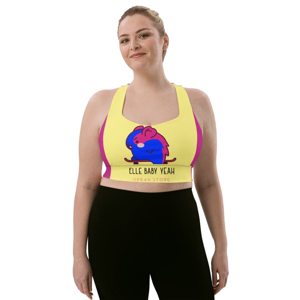 Elle Baby Yeah Logo Pink-Yellow - Longline Sports Bra