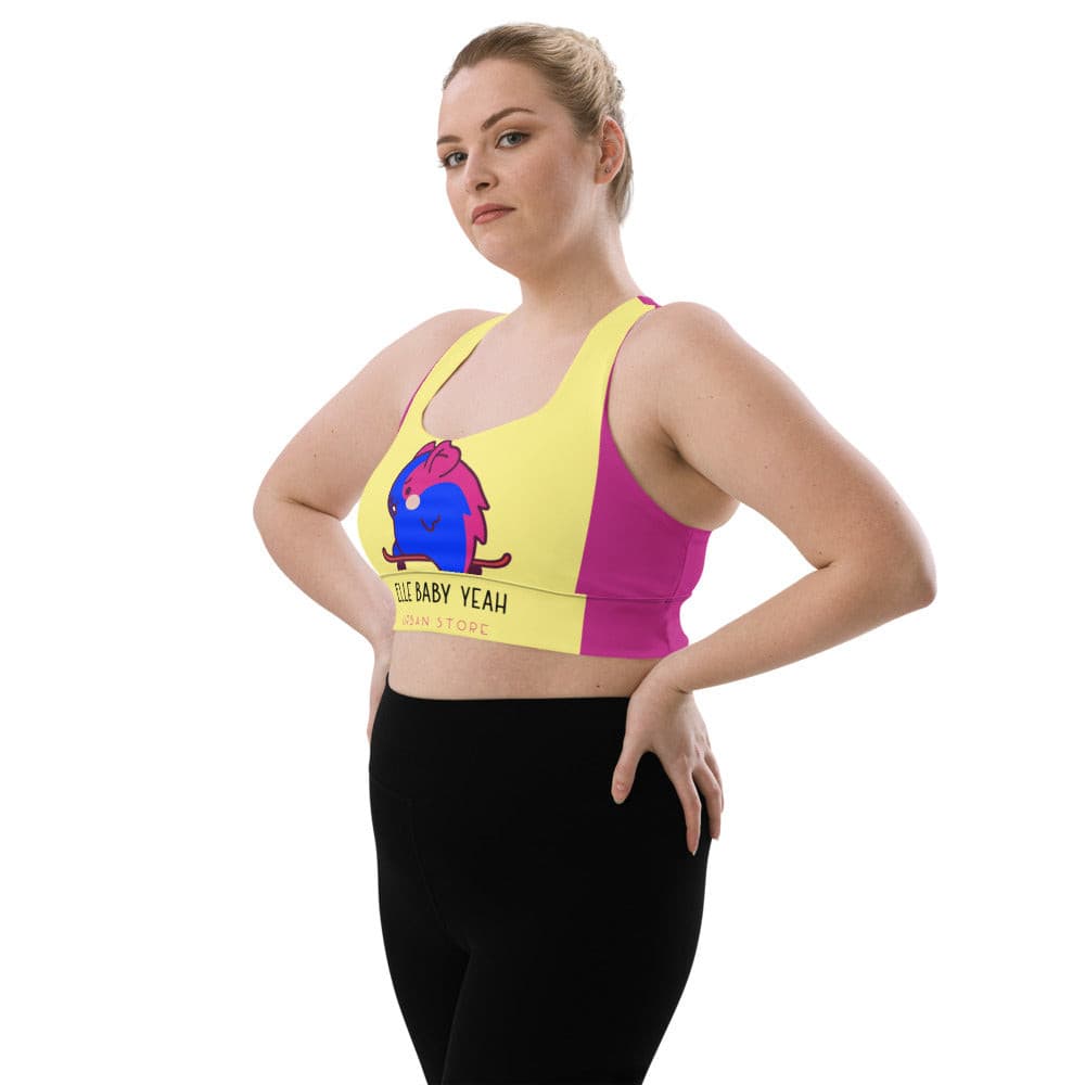 Elle Baby Yeah Logo Pink-Yellow - Longline Sports Bra