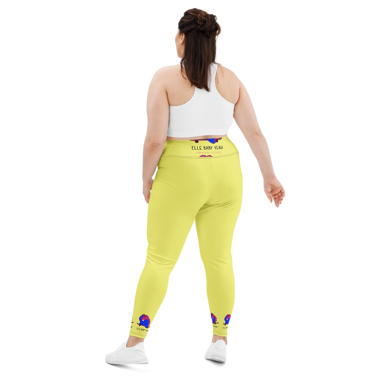 Elle Baby Yeah Logo Yellow Print Plus Size Leggings