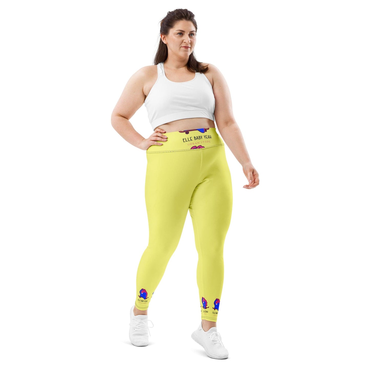 Elle Baby Yeah Logo Yellow Print Plus Size Leggings