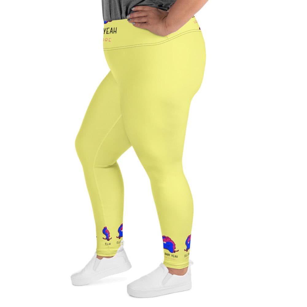 Elle Baby Yeah Logo Yellow Print Plus Size Leggings