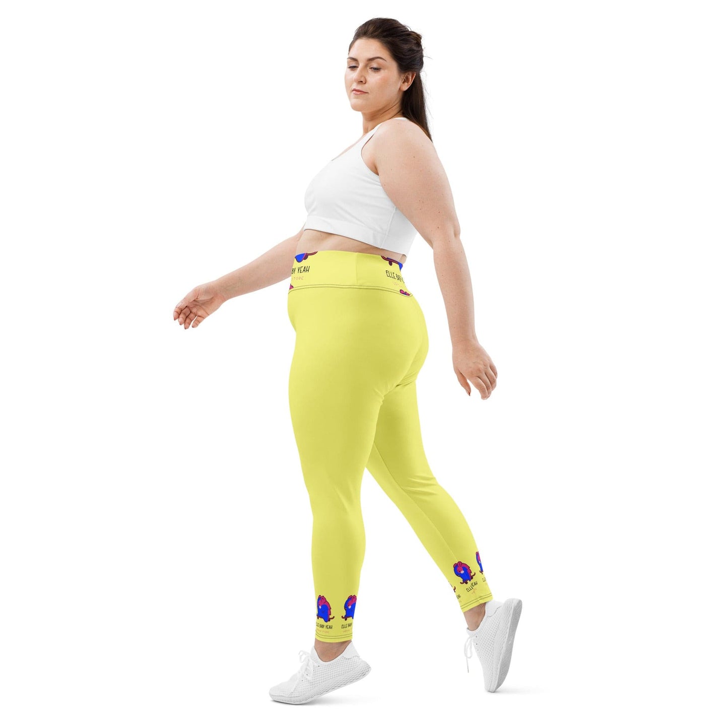 Elle Baby Yeah Logo Yellow Print Plus Size Leggings