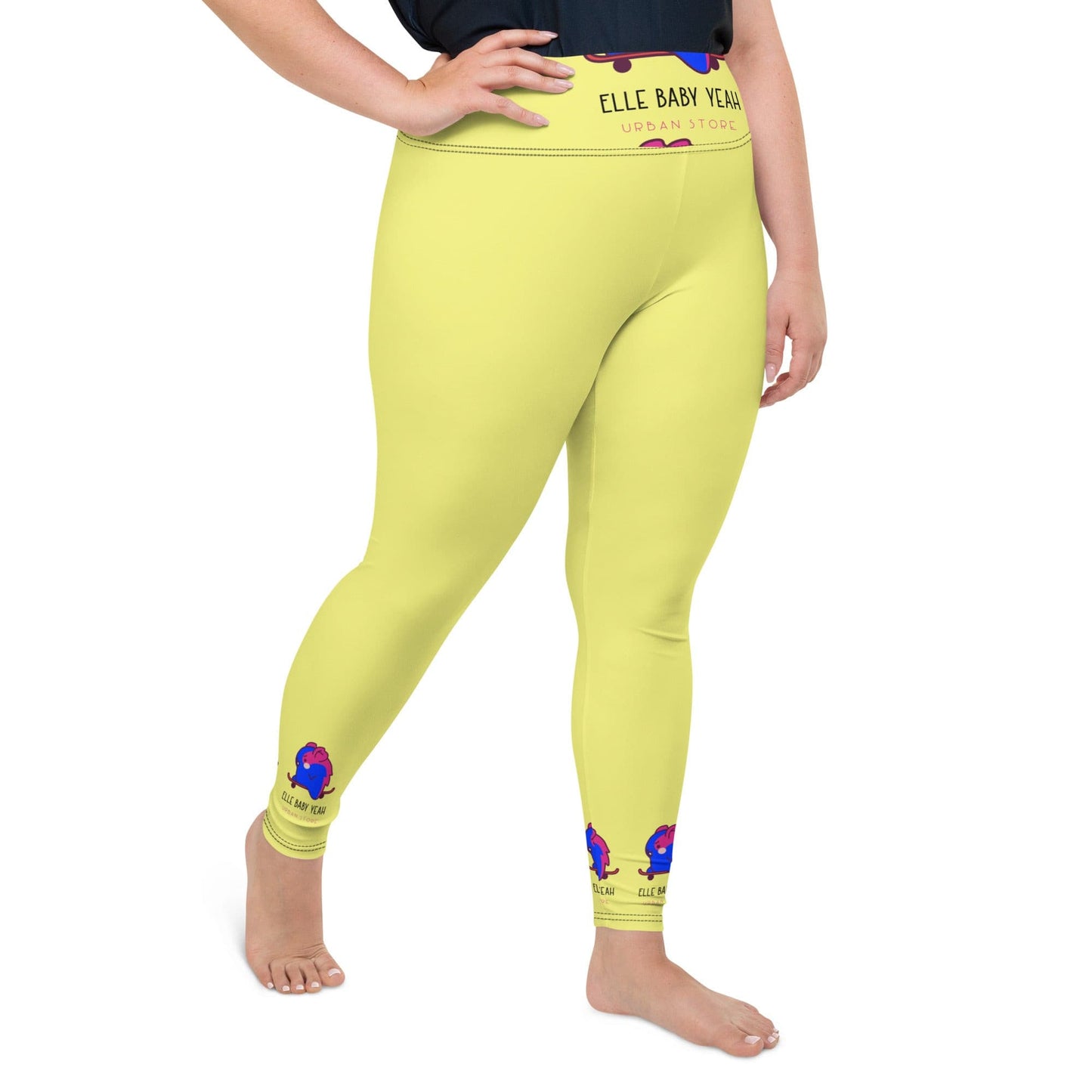 Elle Baby Yeah Logo Yellow Print Plus Size Leggings